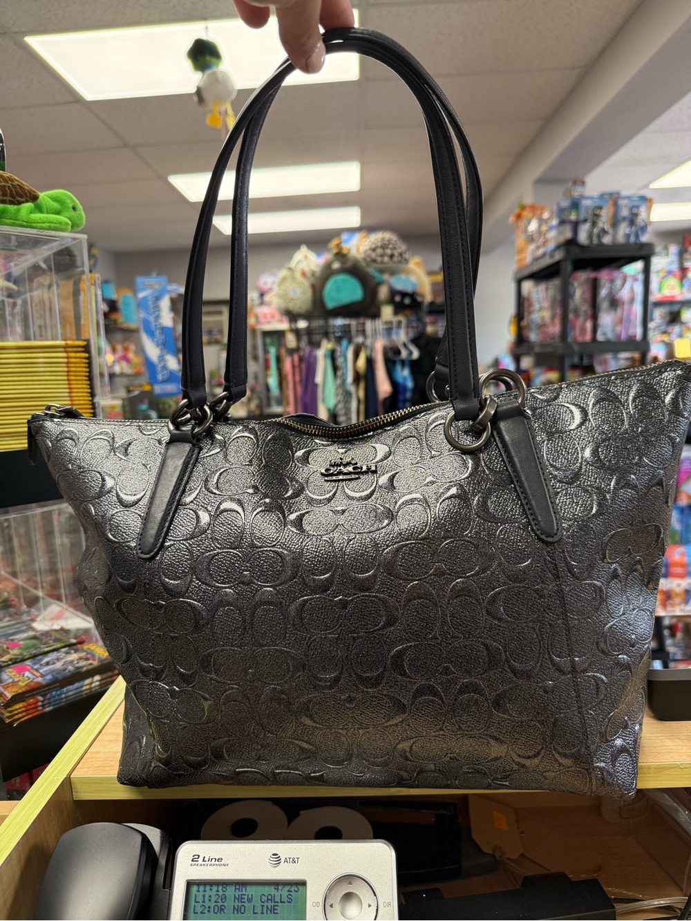 Coach Ava Tote bag metallic signature embossed logo pattern - Picture 2 of 13